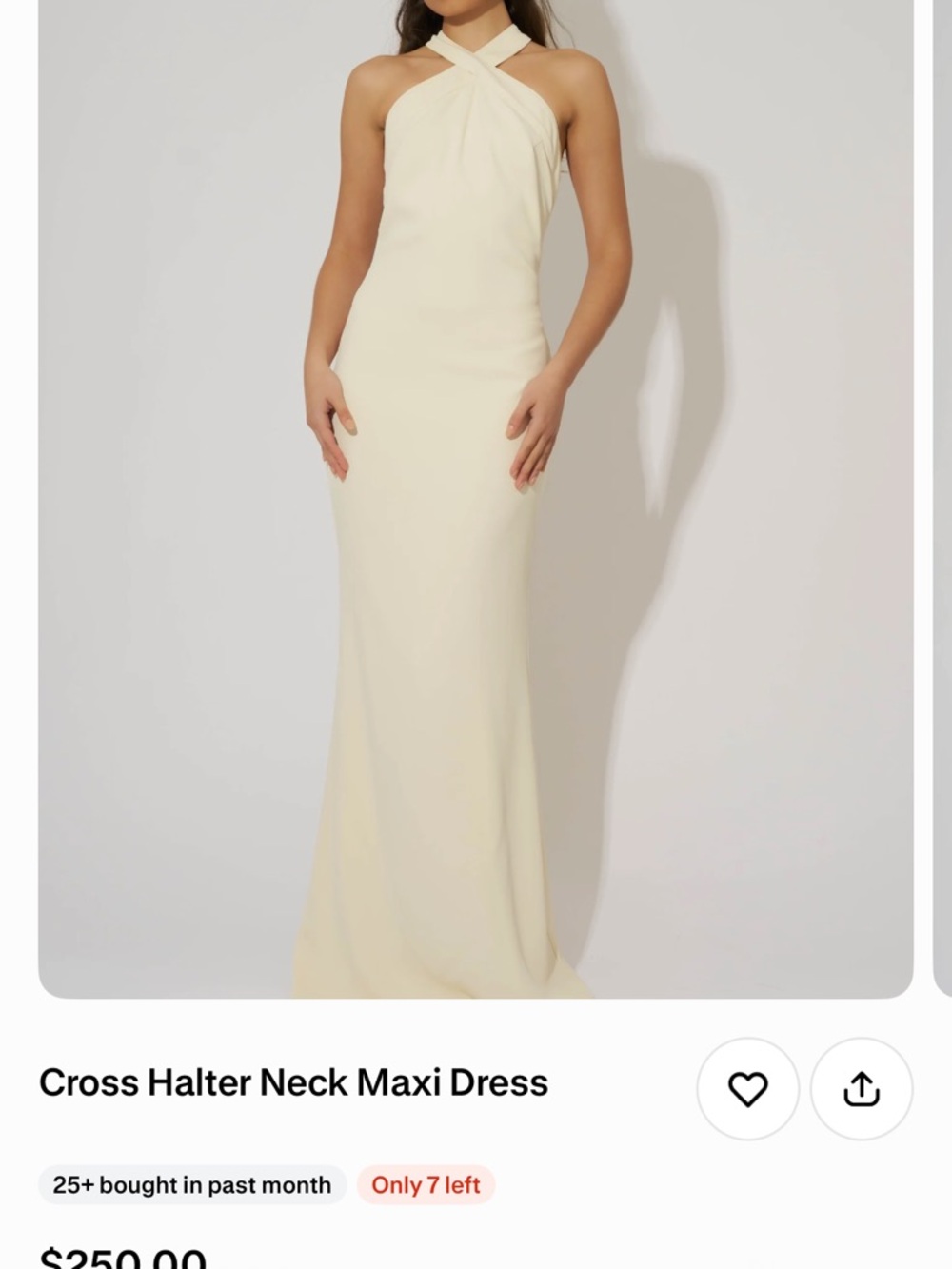 Cross Halter Neck Maxi Dress in Cream - Elegant Evening Gown